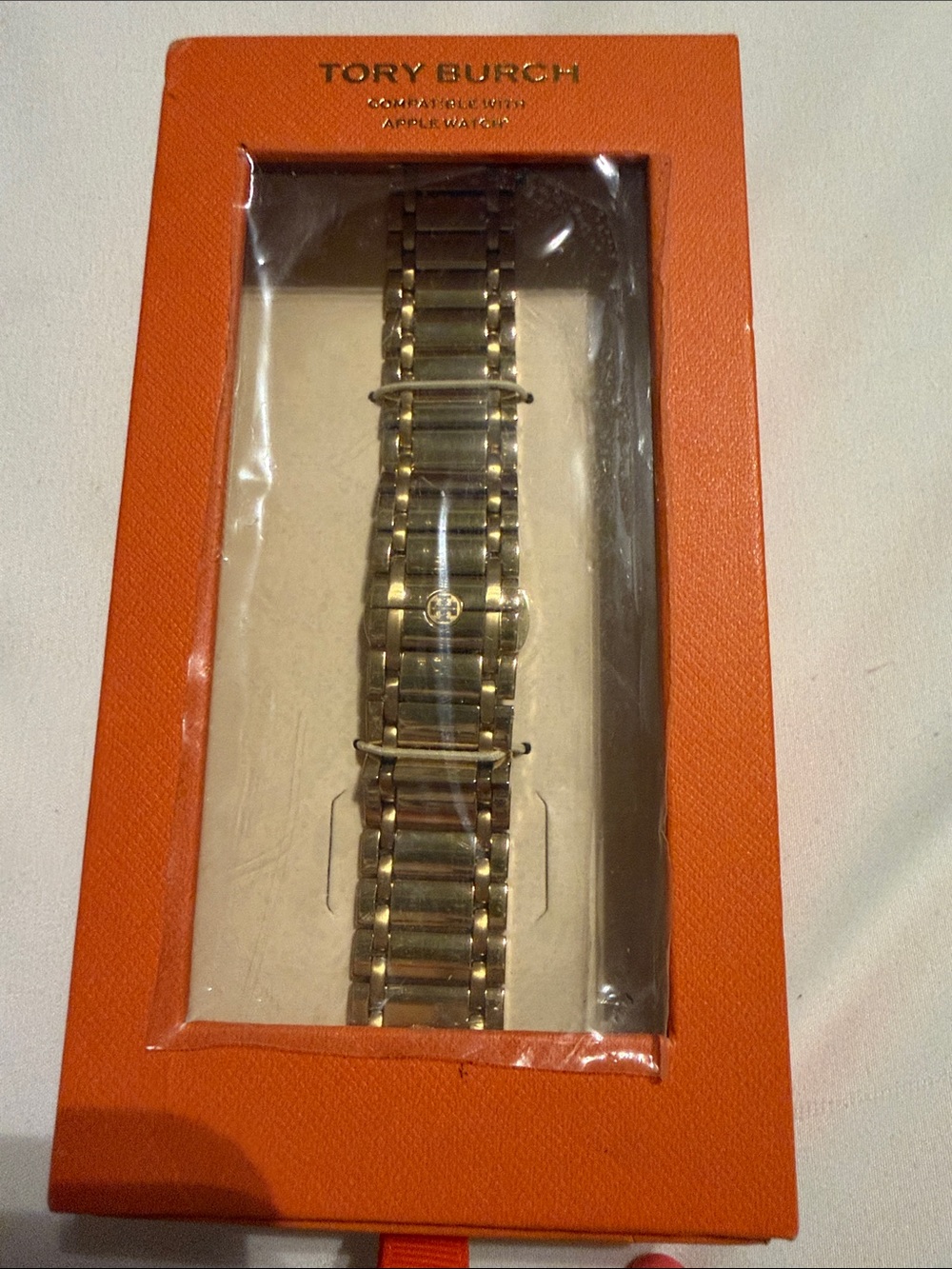 Tory Burch Gold Stainless Steel Link Watch Strap